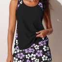 Summer Mae Blouson Tankini Swimsuits for Women 2026 Tummy Control Two Piece Bathing Suits with Sporty Pockets Swim Shorts (Black, M)