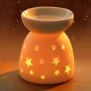 Ceramic Oil Burners, Oil Warmer Wax Melt Burners Candle Diffuser Incense Oil Burner Tealight Candle Aromatherapy Aroma Burners Aroma Burner Ceramic Warmer Yoga Spa Home Decor(Stars)