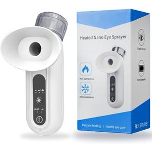 Eye Steamer for Dry Eye, Eye Mister, Portable Eye Steam Sprayer, Heated Mist steam Therapy for Dry Eyes Relief, Moisturizing Eye Treatment, Mini Soothing Steamer for Eye Care (Pearl)