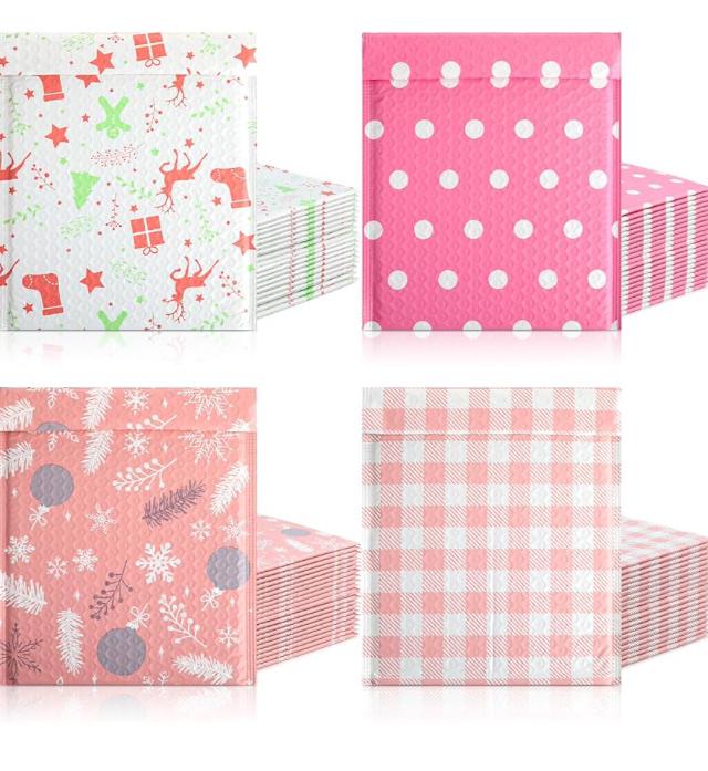 100 Pack Christmas Poly Bubble Mailers 8.3 x 9.3 Inch Christmas Padded Envelopes Self Seal Adhesive Shipping Bags Postal Bags for Xmas Gift Giving Small Business Mailing Packaging(Lovely)