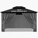 Gazebo Privacy Curtains 10' x 12' Replacement Panels – Waterproof & Windproof 4 Zippered Sidewalls for Patio Canopy, Outdoor Garden or Backyard Gazebo(Gray)