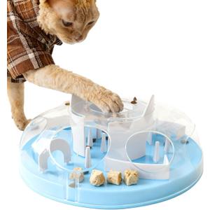 Pet Prime Cat Puzzle Feeder Interactive Enrichment Toys for Indoor Cats Slow Feeder Food Treat Puzzle Cat Stimulation Toys Blue