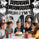 10th Birthday Decorations Balloons Boys - 28 Pcs Black Glitter Bruh I'M 10 Banner Garland Sash Foil Fringe Curtain Star Heart Number Balloons Decor For Teen 10 Year Old Bday Party Supplies