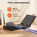 MEETION Foldable Keyboard and Mouse, Folding Portable Wireless Keyboard Mouse, Full Size Rechargeable 2.4G+Dual Bluetooth Keyboards Combo for Business Travel, for Windows/Mac/iOS/Andriod, iPad/Laptop