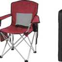 OLIXIS Elevon Camp Chairs Outdoor, Folding Chair Camping Recliner Support Mesh Backrest, Lawn Chair with Cup Holder, Storage Pocket, Carrying Bag