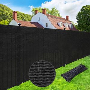 UPGRADE Privacy Screen 5' x 25' Fence Commercial Shade Cover with Brass Grommets Heavy Duty Perfect for Outdoor Back Yard, Black, Customizable