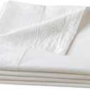 BESTOUCH Flat Sheet Only 100% Washed Cotton Linen Feel Wrinkle-Free, Fade-Resistant, Stain-Resistant, Bed Top Sheet, Solid Off White Queen