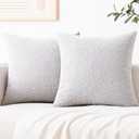 Mixhug Decorative Boucle Throw Pillow Covers, Light Gray, 18 x 18 Inches, Pack of 2 - Textured Boho Pillow Covers for Couch and Bed