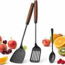 Titanium Spatula Set of 3 for Kitchen, Kitchen Utensil Set Pure Titanium, Food Grade, High Heat Resistant Cooking Utensils, Easy to Clean, Black