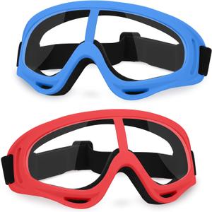 Protective Goggles, Safety Glasses Eyewear Compatible with Nerf Guns for Game Battle (2 Pack Goggles - Blue & Red)