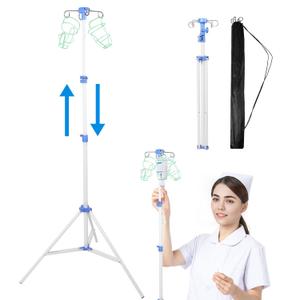 Lefeke IV Pole Portable for Traveling, Adjustable IV Stand with Hooks, Medical IV Drip Infusion Bag Holder, IV Fluids Floor Stand (White)