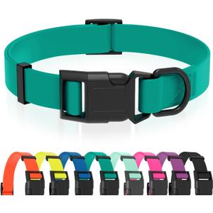Waterproof Dog Collar, Easy to Clean Rubber Dog Collars with Quick Release Buckle Fits Small Medium or Large Dogs (Emerald Green, L < 15.4-24.8 inch)