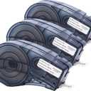 Compatible with M21-750-595-WT Vinyl Label Tape Replacement for M21-750-595 Black on White 3/4 Inch Tape, 0.75" x 21', 19.1mm x 6.4m, 3 Pack, Not Compatible with M210 and M211