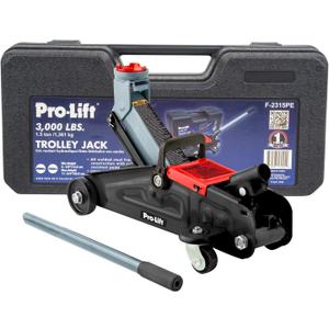 Pro-LifT F-2315PE Grey Hydraulic Trolley Jack Car Lift with Blow Molded Case-3000 LBS Capacity, 12 Inch, Black