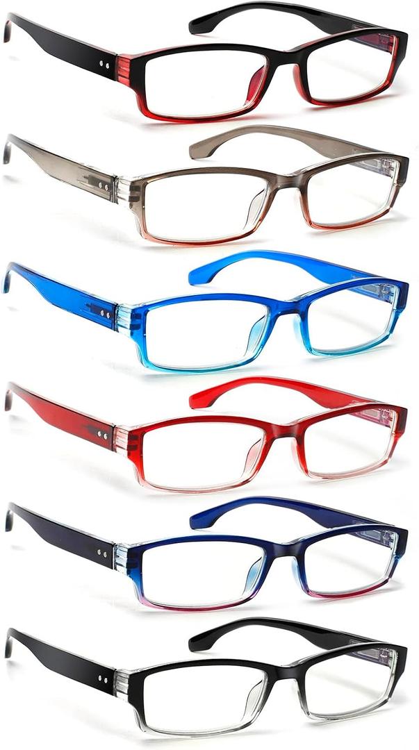 NORPERWIS 6 Pack Reading Glasses for Women Men, Blue Light Readers, Anti Glare Computer Eyeglasses with Spring Hinge (Mix Color-1, 0.75, multiplier_x)