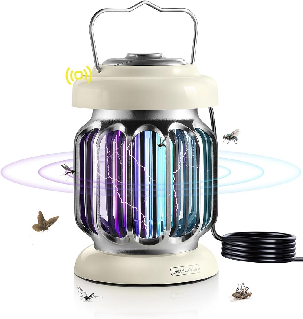 GeckoMan Hybrid Spectrum, Dusk-to-Dawn Bug Zapper Outdoor Bug Zapper Indoor Mosquito Repellent Outdoor Patio Mosquito Zapper Fly Zapper Fruit Fly Trap for Indoors Killer with Light Sensor