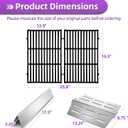 Genesis E310 Grill Parts Cast Iron Grill Grates for Weber Genesis E330 S330 EP310 with 7620 Stainless Steel Flavorizer Bars 7622 Heat Deflector Grill Replacement Parts for Weber 300 Series