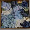 Garisey Artificial Flowers Combo Box Set Dusty Blue Flowers for DIY Wedding Bouquet Arrangements Bridal Shower Party Home Decorations(White Blue Rose)