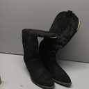 IUV Suede Cowboy Boots For Women Chunky Heel Pointed Toe Cowgirl Boots Mid Calf Western Embroidery fall Boot, Size: 8