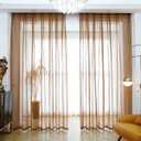 MIANBO Brown Sheer Curtains 95 Inches Length 2 Panels Set Window Sheer Curtains Basic Rod Pocket for Bedroom Children Living Room Yard Kitchen