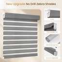 Grandekor No Drill Cordless Zebra Blinds, Dual Layer Light Filtering Day & Night Roller Shades, Inside Mount Free-Stop Privacy Window Shades for Home, Easy Install(35" W x 64" H, Grey)