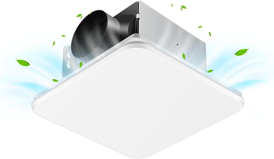 Bathroom Exhaust Fan, 110 CFM 1.0 Sone Quiet Bathroom Fan, Ceiling Mount Ventilation Fan for Home/Office/Hotel, 26W Energy-Saving, Square, White