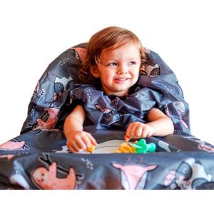 grabease Allover Waterproof Bib for Self-Feeding Infants and Toddlers, Machine Washable, Ages 6-24 Months (Grey)