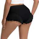 Dxyufazhe Women's Sexy Low Rise Stretch Ruffled Leopard Print Short Pants Summer Cute Mini Shorts Party Clubwear (Black), S