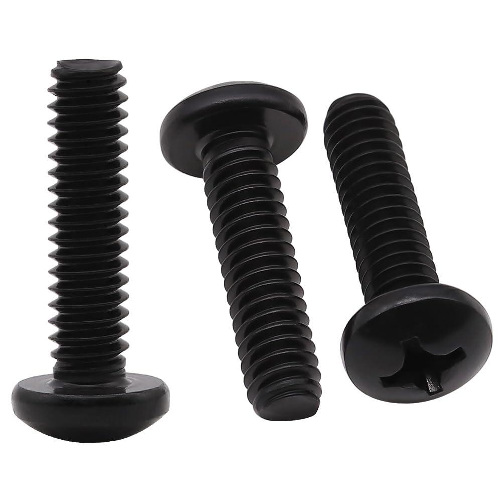 1/4-20 x 1 (30 Pack) Stainless Steel Phillips Pan Head Machine Screws, Stainless Steel 304 (18-8), Round Head Phillips Drive Machine Screws, UNC Coarse Thread, Black Coated