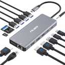 Laptop Docking Station Dual Monitor, 14 in 1 USB C Hub Multiport Adapter Dongle with 2 HDMI, DisplayPort, Ethernet, SD/TF, USB C/A Ports, PD, Mic/Audio, Compatible for MacBook Dell HP Lenovo