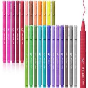Mr. Pen- Fineliner Pens Colored, 24 Pack, Bible Journaling Pen, Ergonomic Triangular Colorful Barrels, 0.4mm Fine Liner Pens