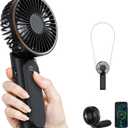 Portable Handheld Fan, 4000mAh, 180 Adjustable, 6 Speed Wind, Display Electricity in Real Time, USB Rechargeable Foldable Personal Fan (Black)