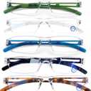 AQWANO 5 Pack Rimless Reading Glasses Women Men Blue Light Block, Lightweight Clear Frames Computer Readers Anti Glare (1.25 x)