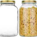 Kitchentoolz 2 Pack - 1 Gallon Glass Mason Jar Wide Mouth with Airtight Metal Lid - Safe for Fermenting Kombucha Kefir - Pickling, Storing and Canning- BPA-Free Dishwasher Safe- Made in USA