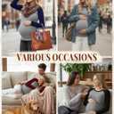 3 Pack Women's Maternity Shirts, Pregnancy Raglan Long Sleeve Tops Sides Ruched Crew Neck Color Block Mama Clothes (X-Large, Light Gray/Black, Light Gray/Navy, Light Gray/Wine Red)