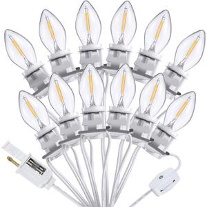Meonum Accessory Cord with 12 LED Bulb, C7 Christmas Village Light Cord with Two Spare Fuse, Blow Mold String Lights with Switch, Xmas Decoration for Xmas Village Houses Salt Lamp