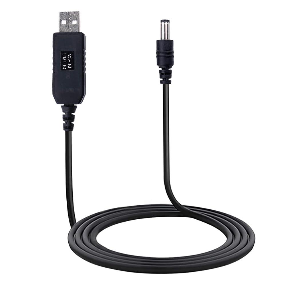 Power Boost Converter Cable, USB 5V to 12V DC - USB Voltage Step Up Converter Cable(12V 1A Max), USB A to 12V DC 5.5 x 2.1mm, Power Converter Leads for Appliances (5.5x2.1 mm)
