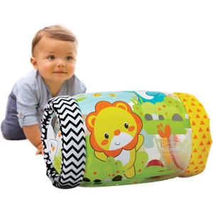 Infantino Jungle Peek & Roll - Encourages Crawling, Inflatable Activity Toy with Bouncing Balls Inside, Fun & Friendly Animal Characters, Helps Gross Motor Skill Development, for Babies 6M+ (Large)