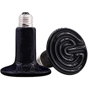 CTKcom 2-Pack 200W Reptile Ceramic Heat Lamp,E27 110V Infrared Heat Emitter Bulb,No Harm No Light Infrared Heat Emitter Brooder Lamp for Pet Coop Heater Reptile Chicken Turtle Heating Light Lamp,Black