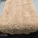 ACCUMTEK Striped Beige Bathroom Rug Set 3 Pieces Ultra Soft, Non Slip Chenille Toilet Mat, Absorbent Plush Shaggy Bath Mats for Bathroom, Bedroom, Kitchen (20"x32"+17"x24"+U Shape 20"x24")