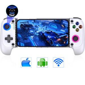 for iPhone Game Controller  Compatible with iPhone 16/15 & Android, Mobile Gaming Controller with Hall Joysticks, Phone Case Support, Wireless Phone Controller for Xbox Game Pass, Steam Link & More, White