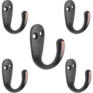 5 Pack Piece Single Prong Robe Hook, Farmhouse 1.8 Inch Coat Hooks Oil-Rubbed Bronze