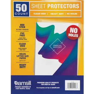 SAMSILL Sheet Protector NO-Hole Family (50 Pack)