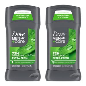 DOVE MEN + CARE Antiperspirant Deodorant Stick for Men 4 Count Extra Fresh with 72hour Sweat & Odor Protection with 1/4 Moisturizing Cream & Longlasting Citrus scent 2.7 oz