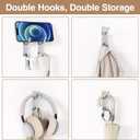 3 x pickpiff Adhesive Wall Coat Hooks - Heavy Duty Stick-On Door Hanger, Metal Hook for Hanging Towel,Purse, Robe, Backpack, Jacket, Clothes - for Bathroom,Dorm, Closet, Kitchen - Silver, 6 Pack