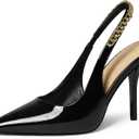 iiimmu Women's Stiletto Heels Closed Pointed Toe 4 in Heels for Women Patent Leather Pumps with Chain Wedding Party Dress Prom Heels Slingback Pumps (8)