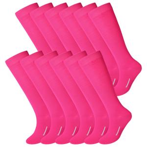 Haysandy 12 Pairs Youth Socks Bulk Soccer Football Softball Baseball Socks for Athletic Girls Kids Youth Adults Team Sport(Hot Pink, M)