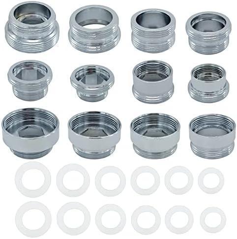 12 Pieces Faucet Adapter Kit Kitchen Aerator Adapter Male To Female,Male To Male Faucet Adapter Water Hose Adapter(Faucet Adapter Various Sizes)