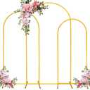 Fivenl Set of 3 Arch Backdrop Stand 7.2FT, 6.6FT, 6FT Gold Wedding Balloon Stand Stable Metal Door Frame for Ceremony Birthday Party Bridal Baby Shower Banquet Decoration