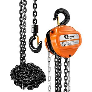 Chain Hoist 1 Ton, 2200 lbs Capacity, 20 FT Manual Chain Fall, G80 Alloy Steel Load Chain, Double-Pawl Brake, 360° Swivel Hooks, Heavy Duty Hoist for Garage, Shop, Farm, Warehouse